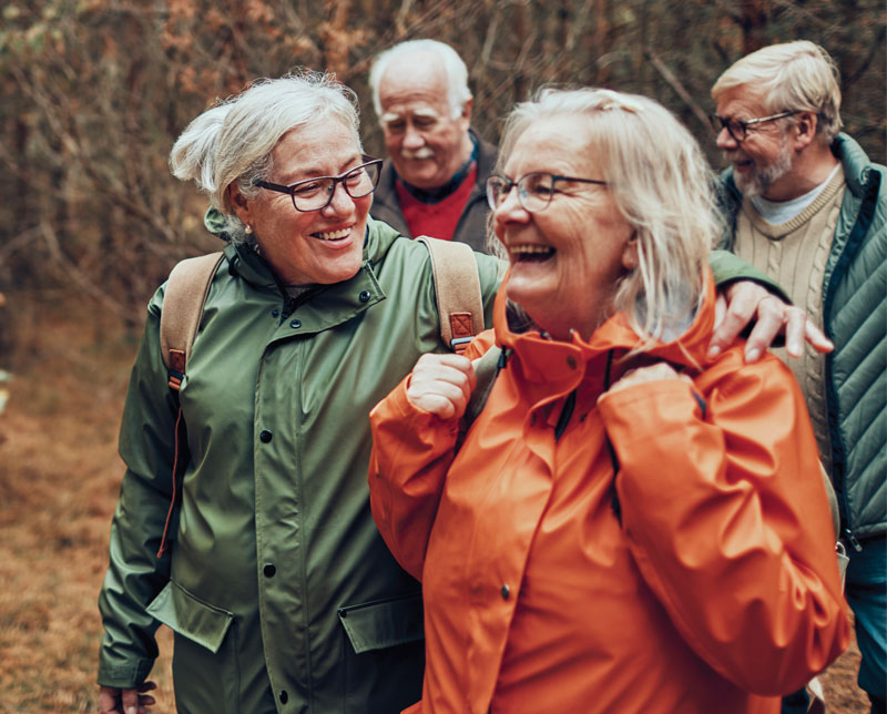 Retired friends hiking